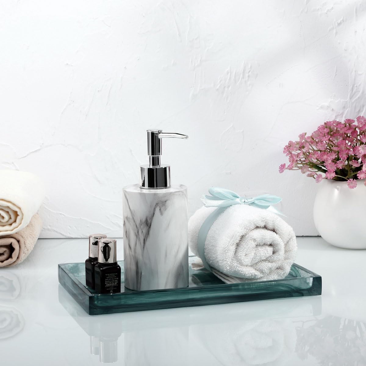 Ink Green Resin Vanity Tray with Jewelry Storage