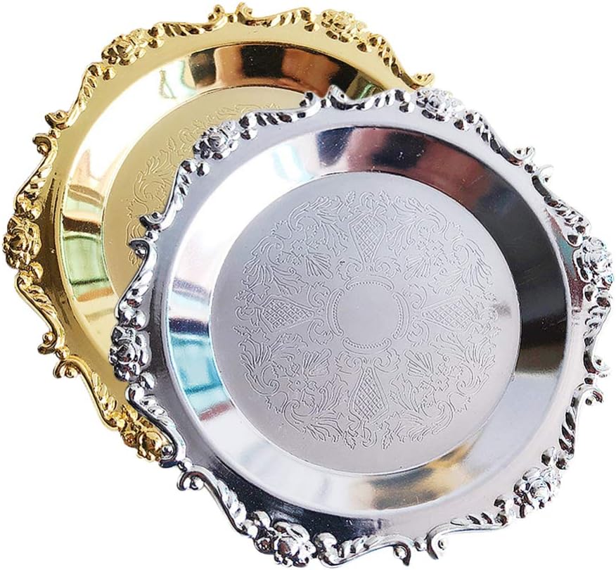 EXCEART Vintage Round Iron Trinket Tray