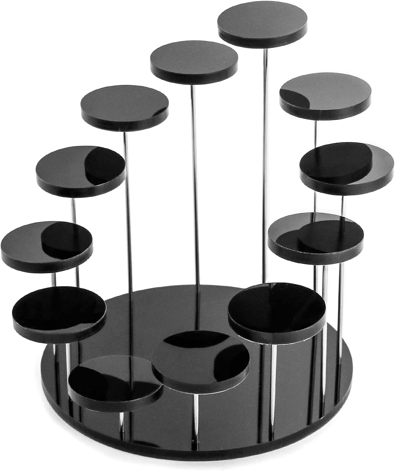 QWORK 12 Tier Acrylic Jewelry Display Stand Black