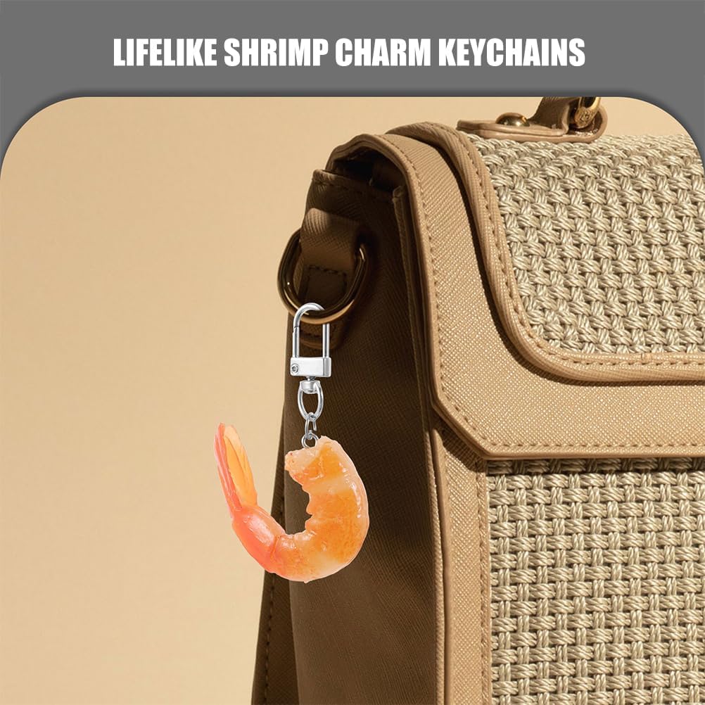 LOGOFUN 20 Pcs Fake Shrimp Keychains for Bags and Backpacks