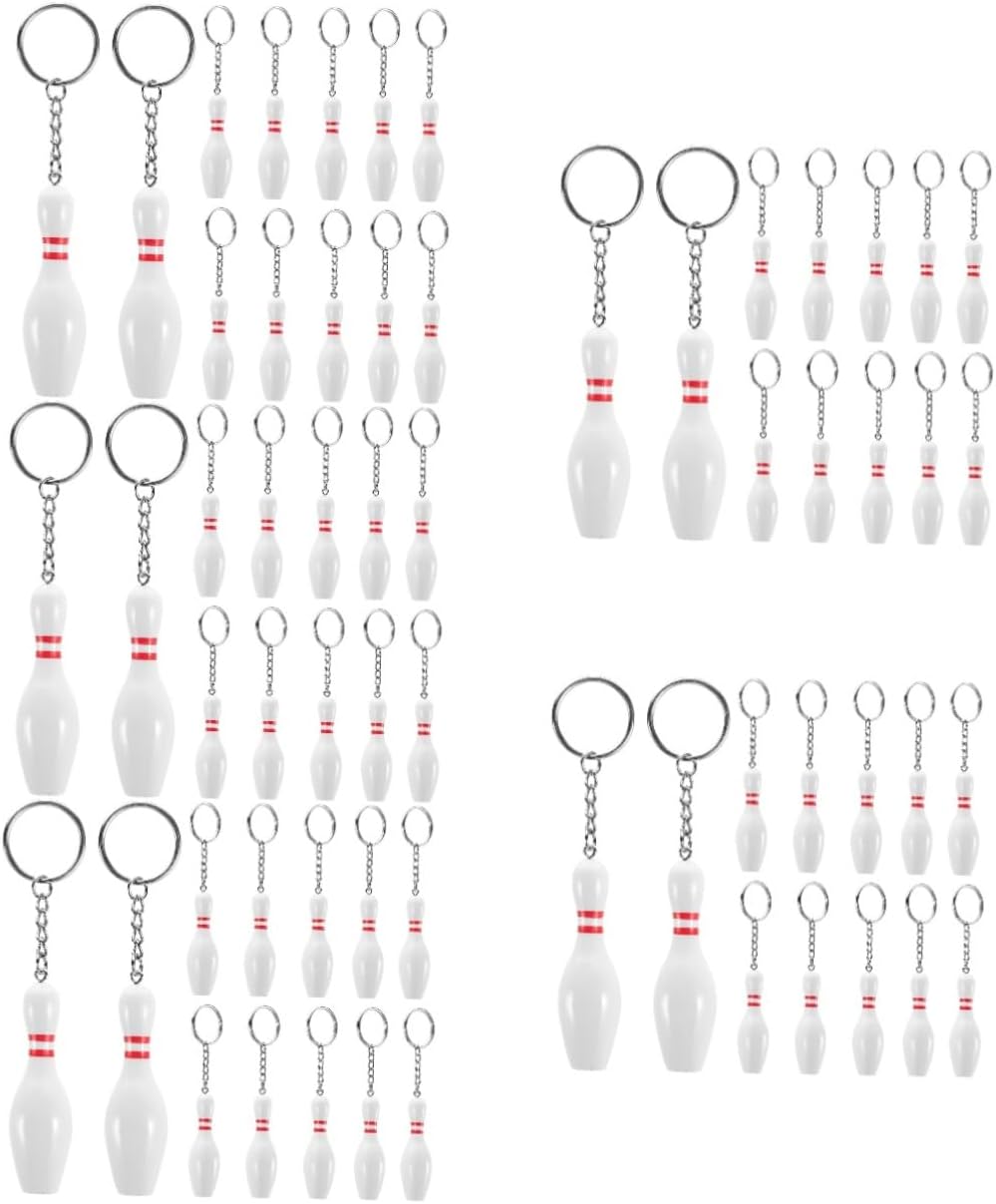 Toyvian Bowling Pin Keychains for Bags and Keys