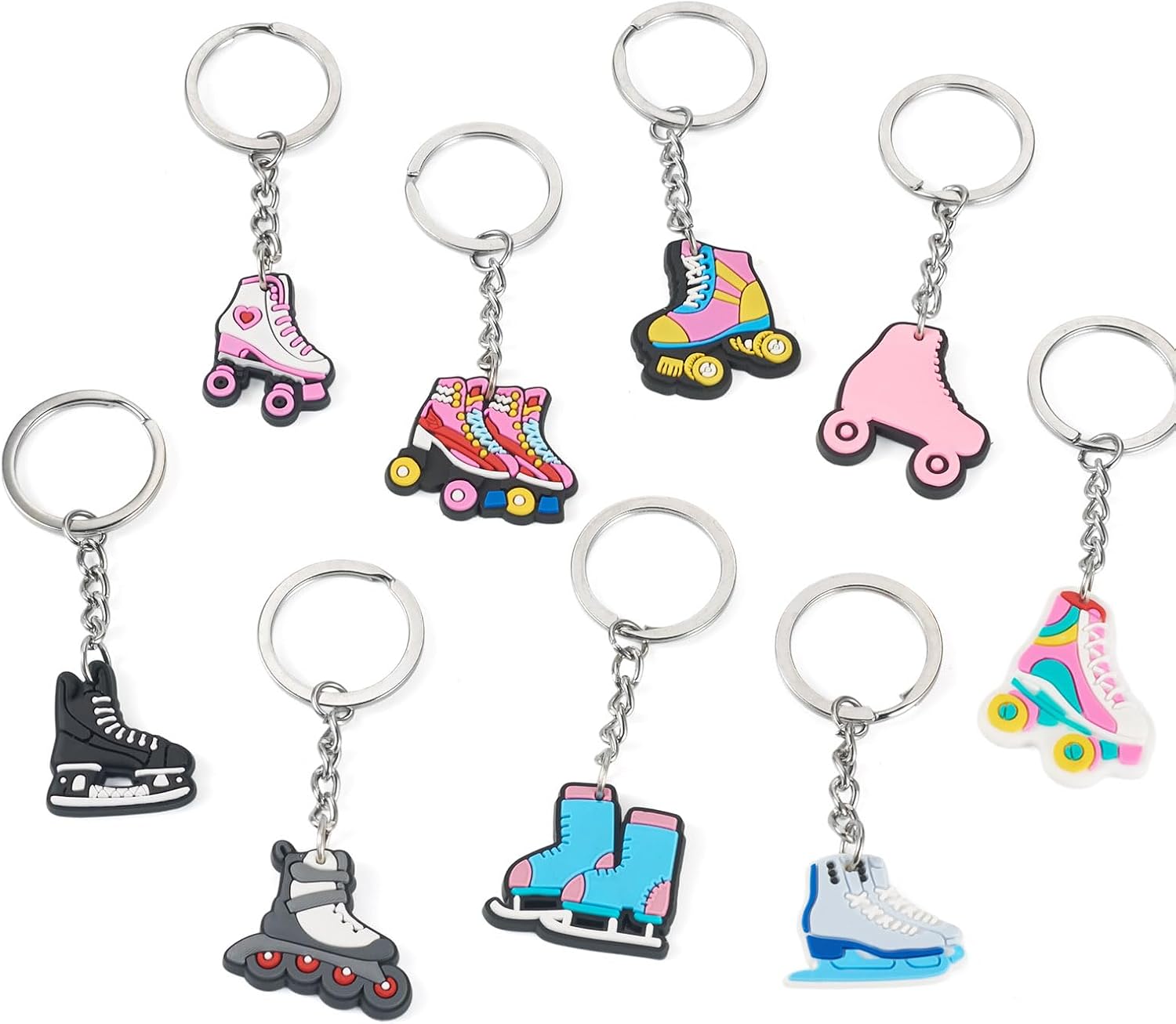 9Pcs Ice Skate Keychains for Backpack Car Keys Party Favors Gifts