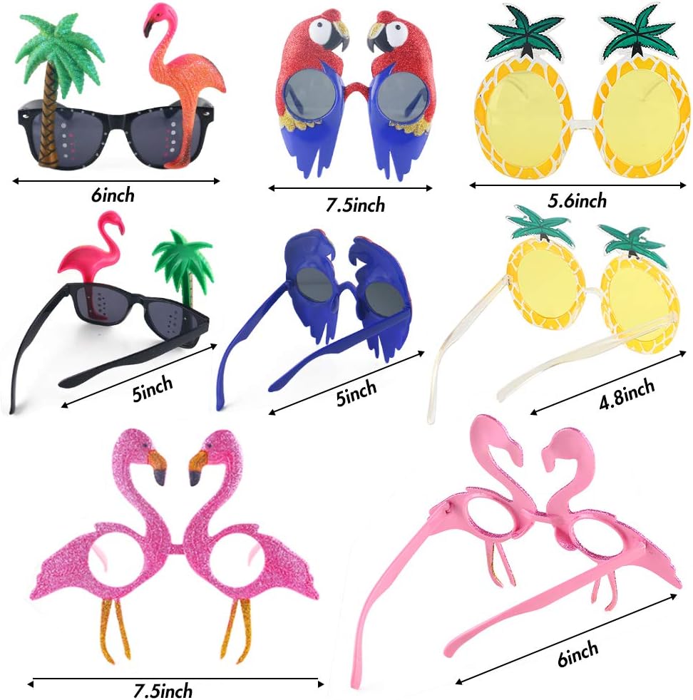 POPLAY Funny Party Sunglasses 4 Pair Hawaiian Style