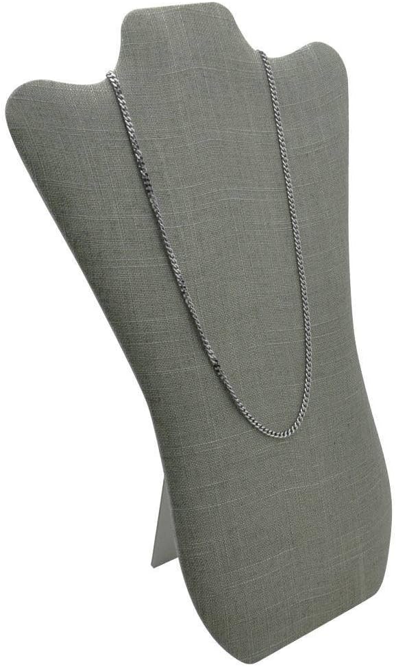 Curved Grey Linen Necklace Display Stand - 14 Tall