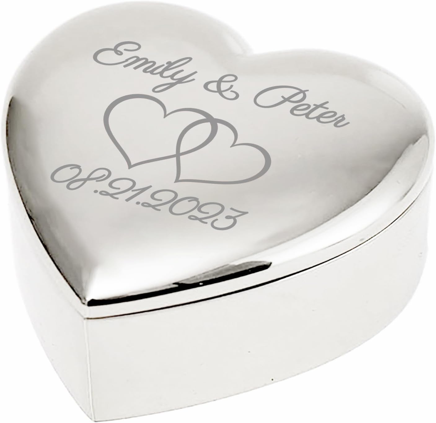 Personalized Heart Shaped Ring Box with Name and Date