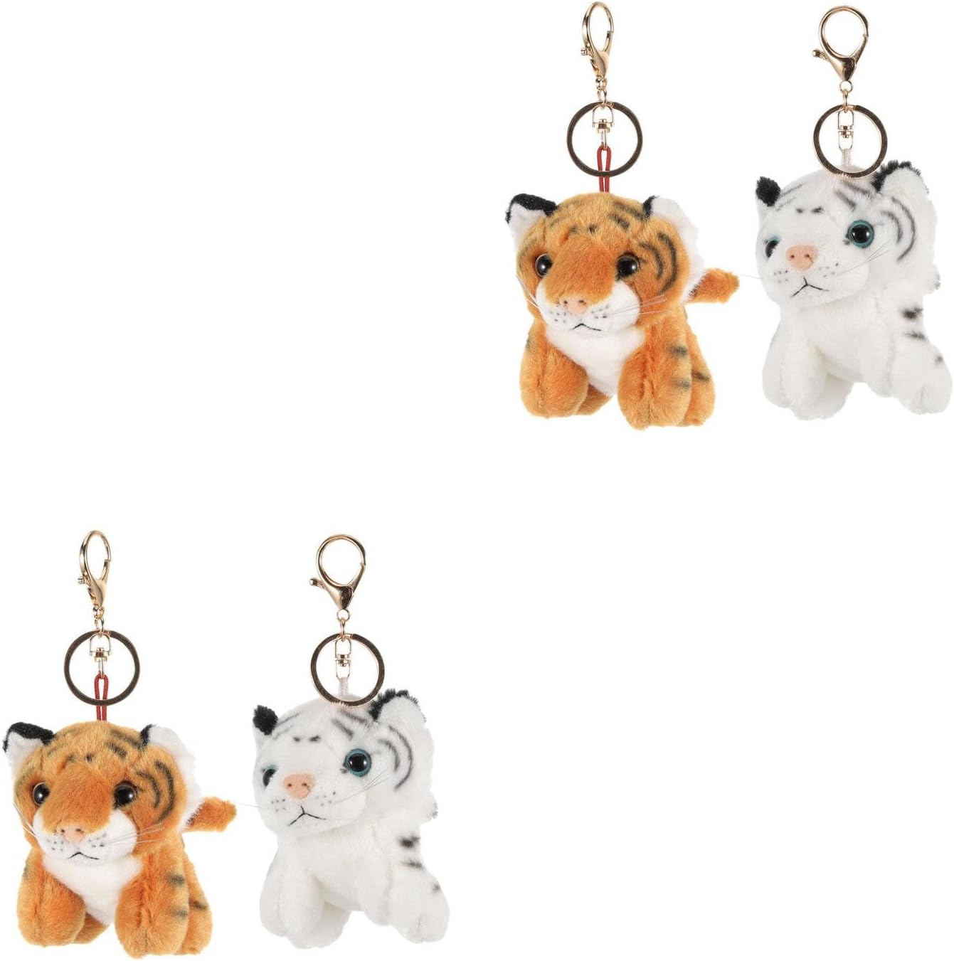 LOGOFUN 4PCS Plush Tiger Keychains for Backpacks Purses