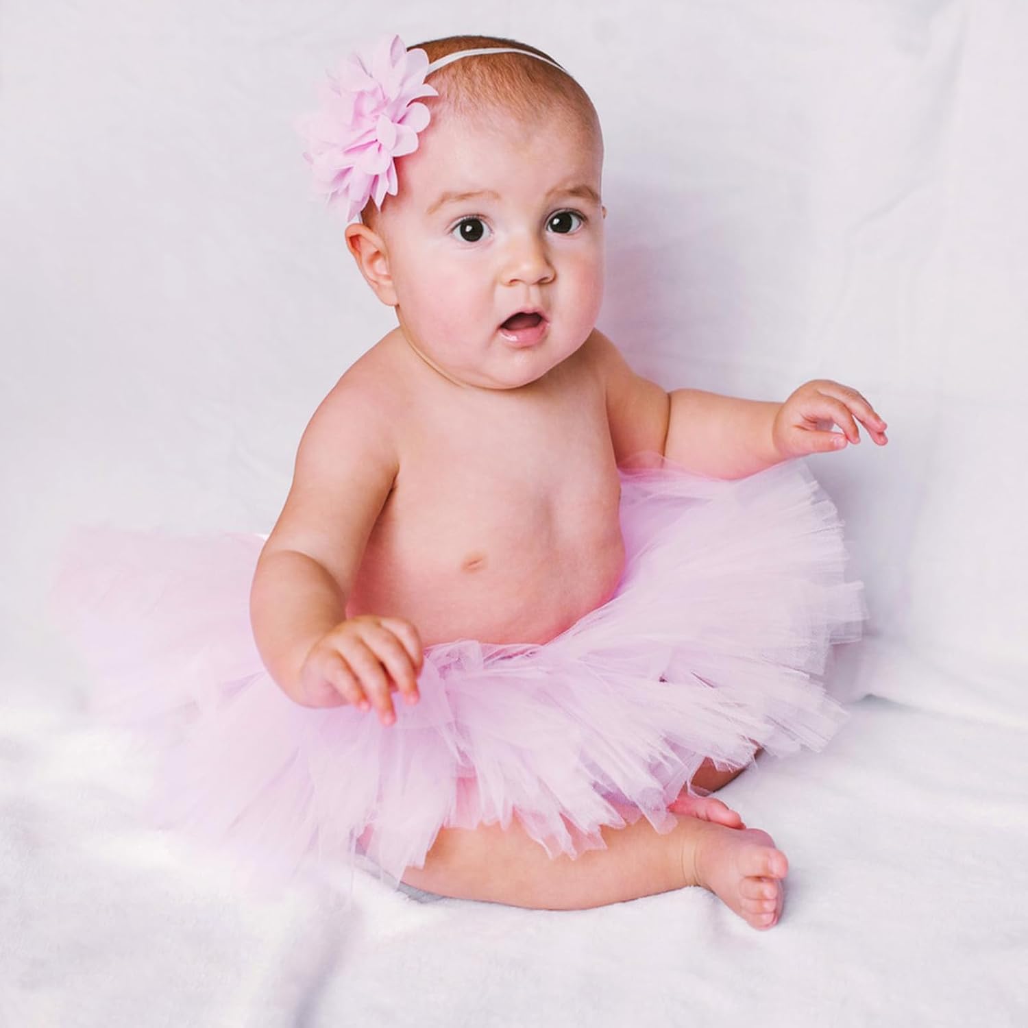 Medsuo Newborn Tutu Skirt and Pink Flower Headband