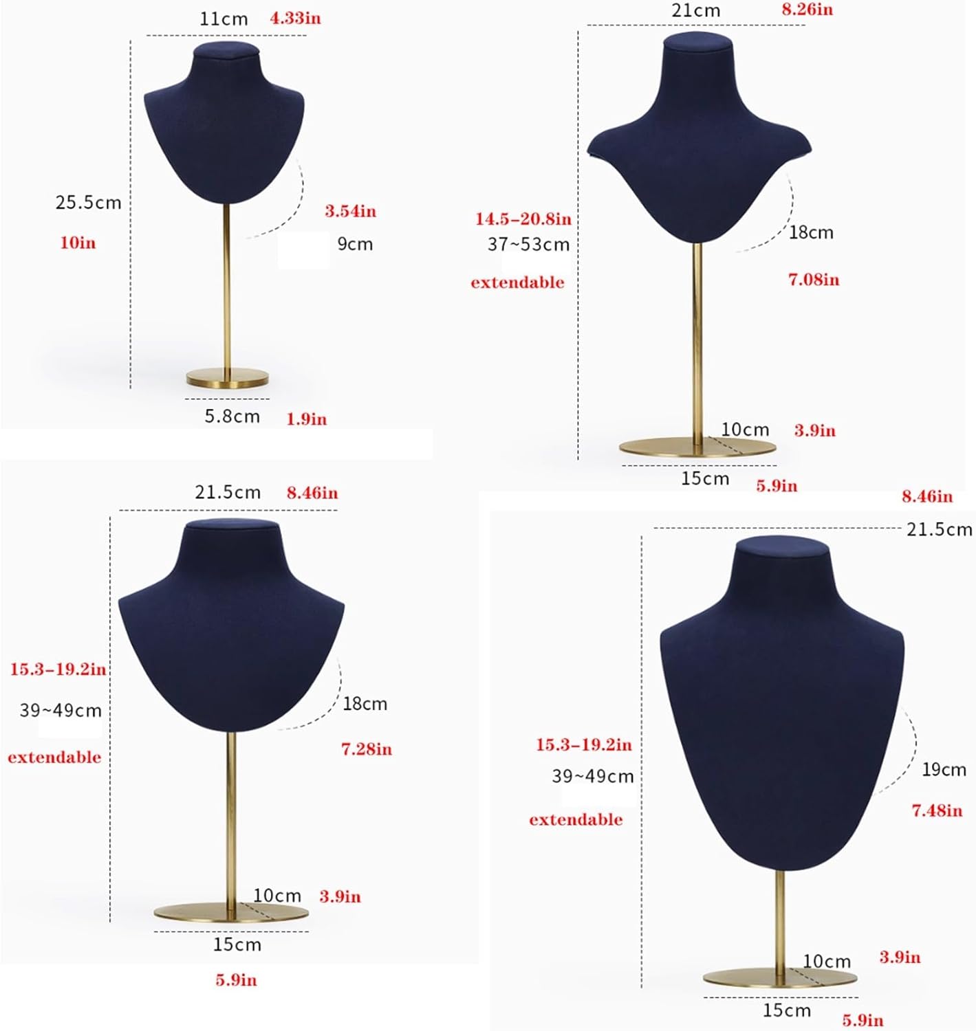 Jewelry Rack with Metal Base and Adjustable Height