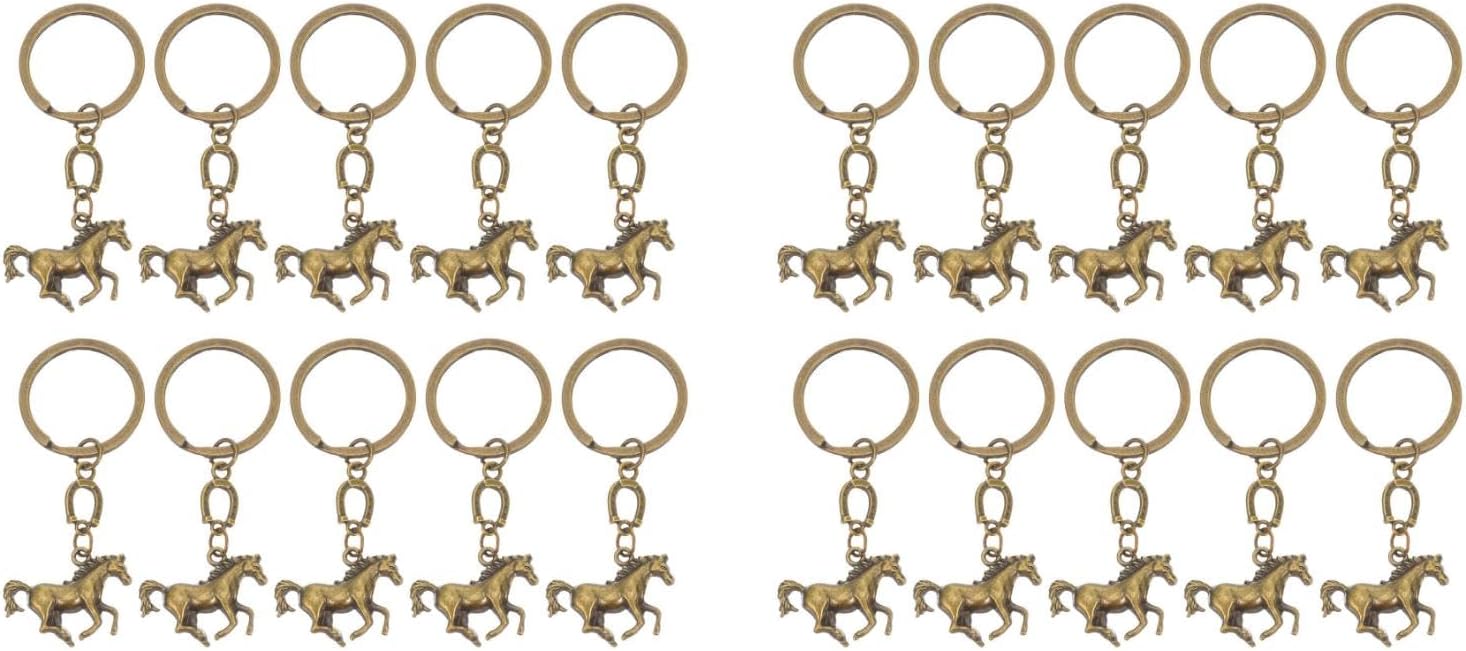 LOGOFUN 20pcs Horse Keychain with Horseshoe Design 1