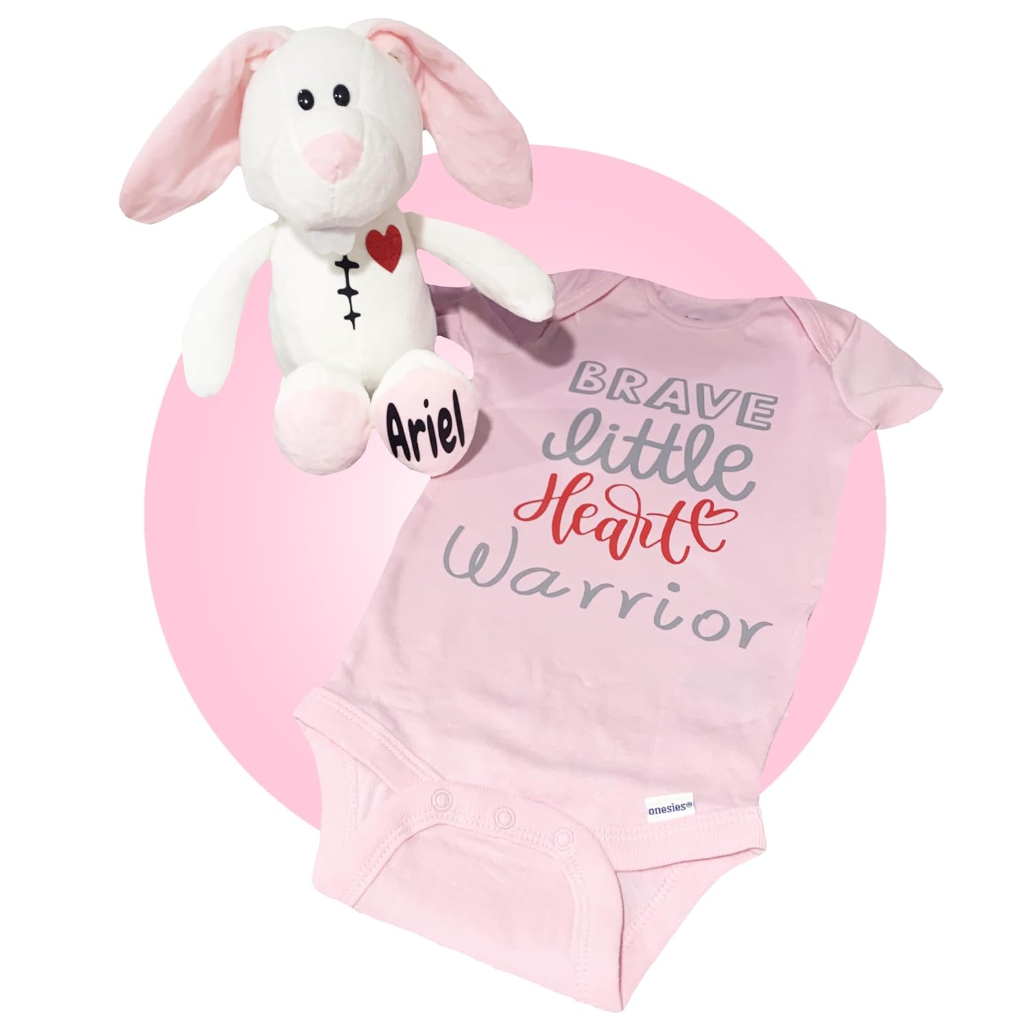 Personalized Heart Warrior Baby CHD Onesies - Pink - Unisex 100 Cotton