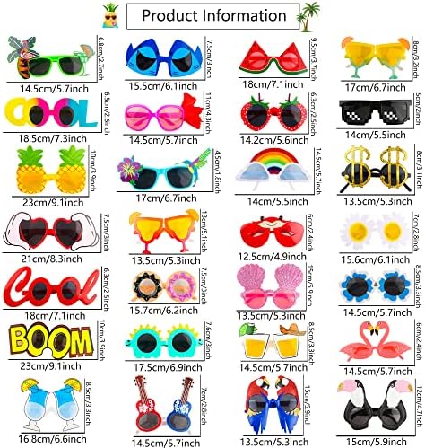28 Pair Novelty Hawaiian Sunglasses for Luau Party