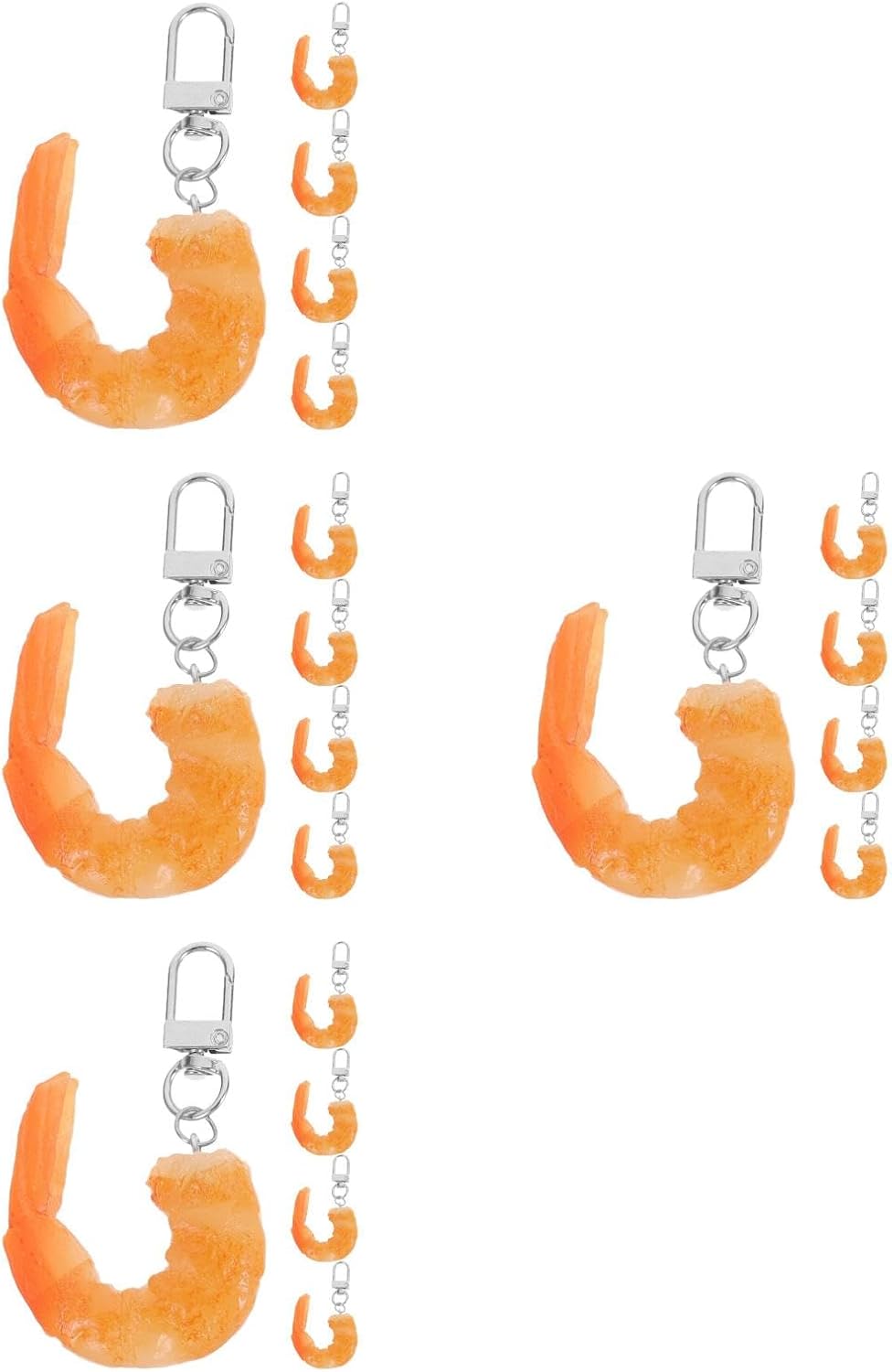 LOGOFUN 20 Pcs Fake Shrimp Keychains for Bags and Backpacks