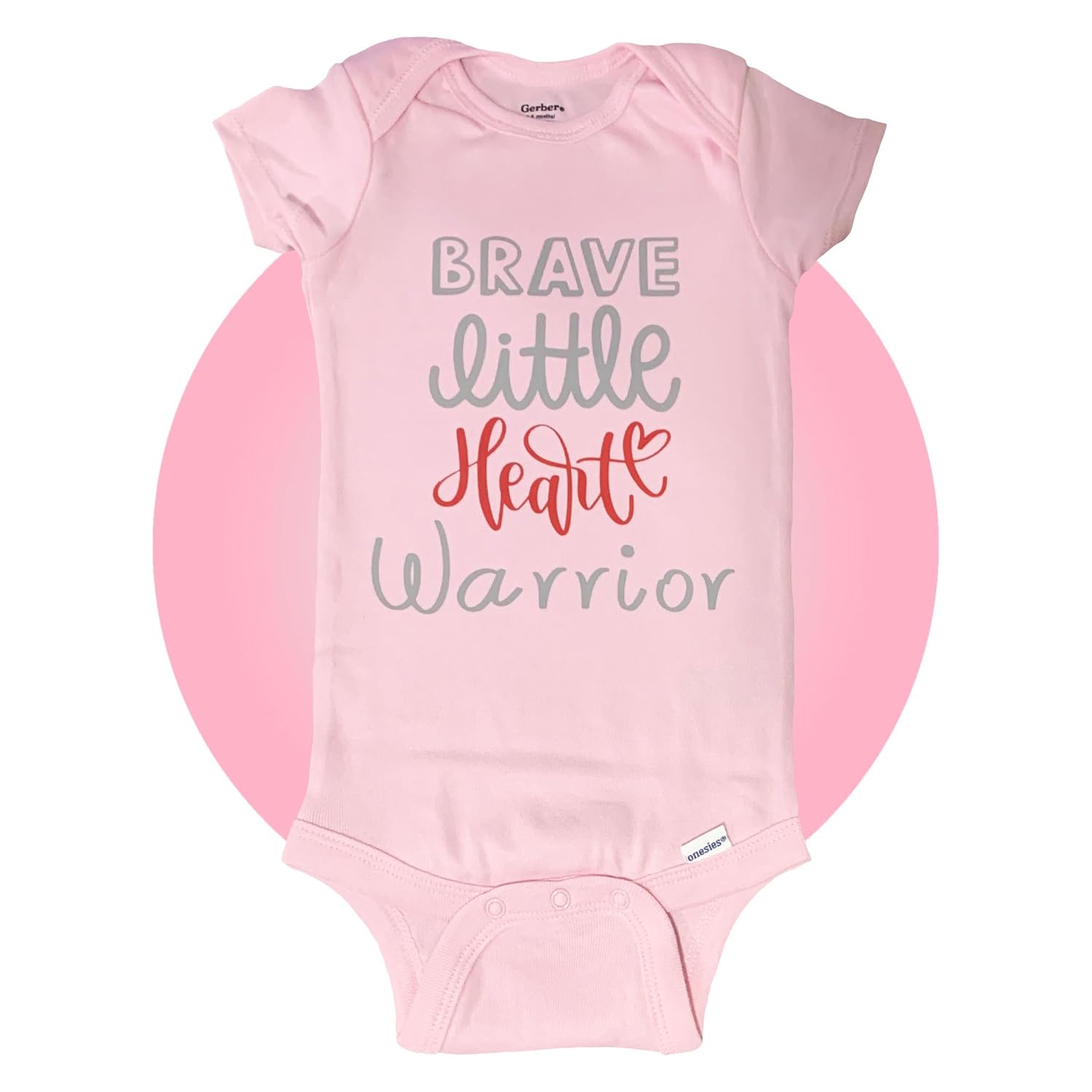 Personalized Heart Warrior Baby CHD Onesies - Pink - Unisex 100 Cotton