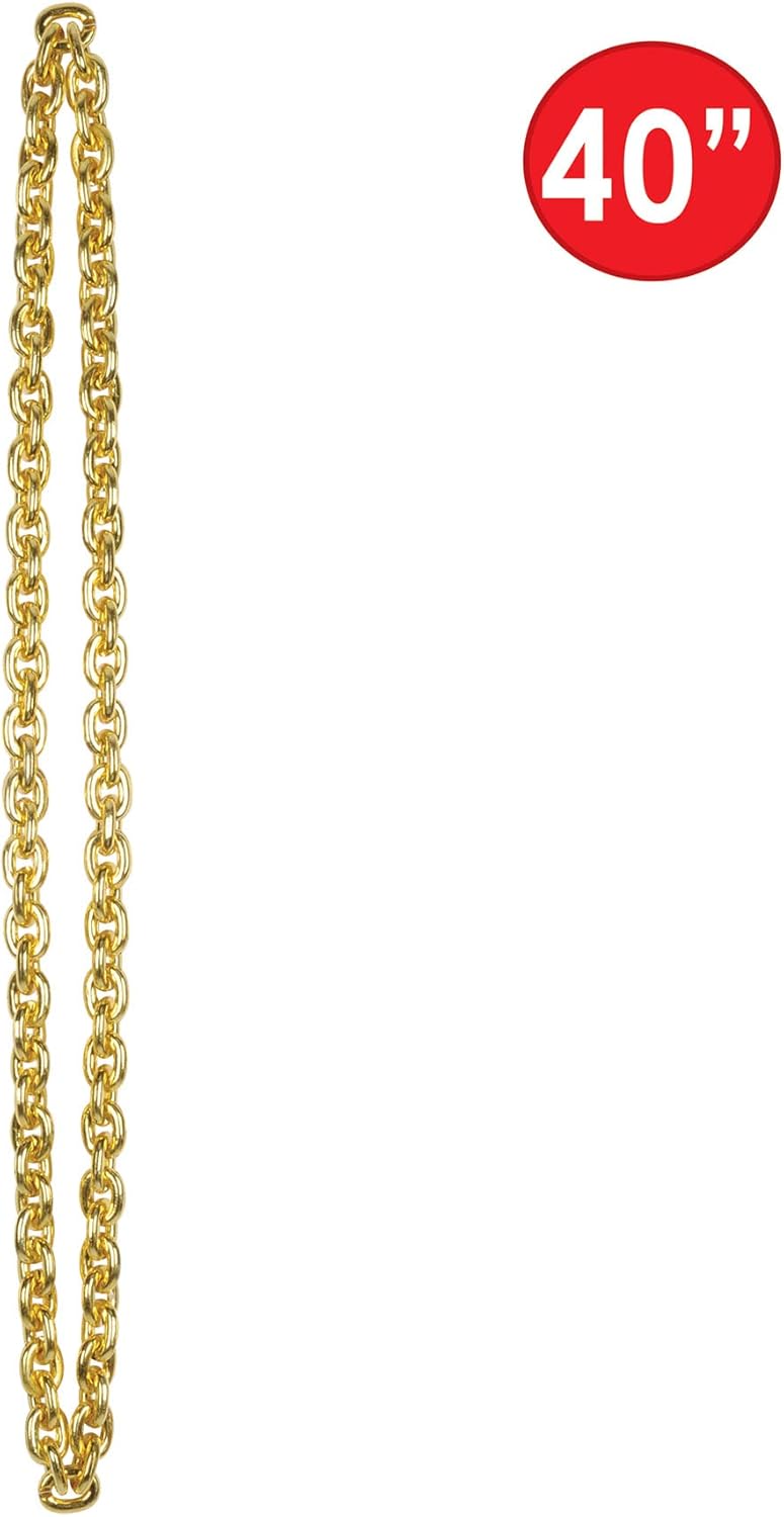Beistle 2 Piece 40 Inch Gold Plastic Chain Necklaces