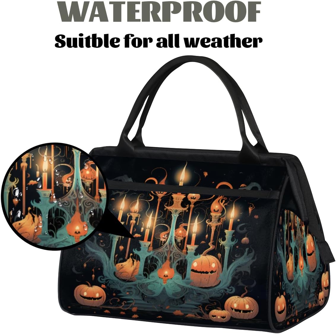 Halloween Pumpkin Candle Gym Bag for Women Men