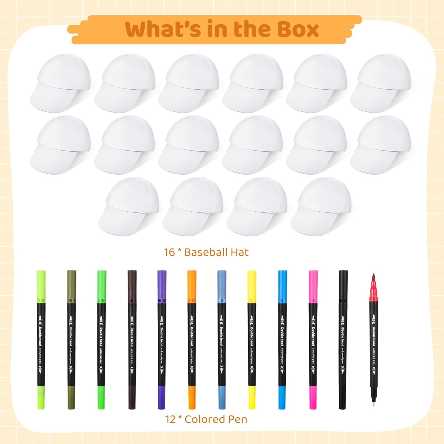 DIY Hats Set with 12 Pens for Kids Creative Halloween Art