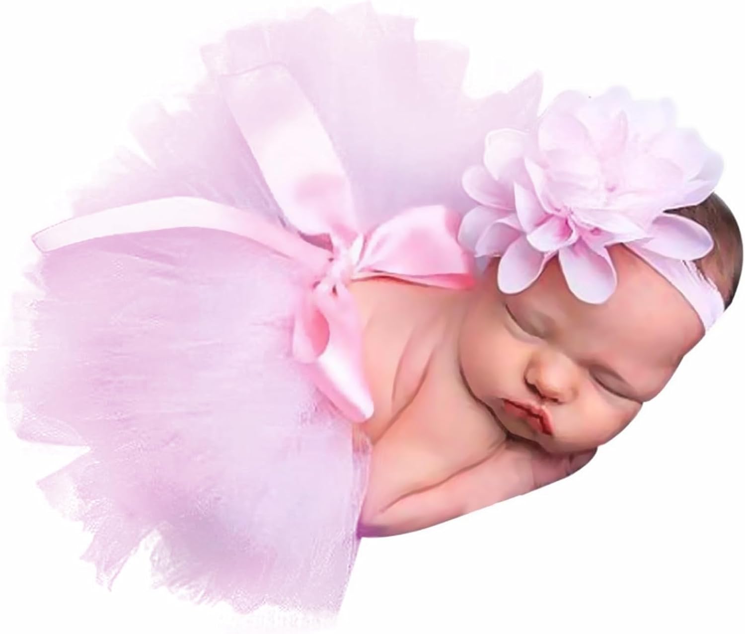 Medsuo Newborn Tutu Skirt and Pink Flower Headband