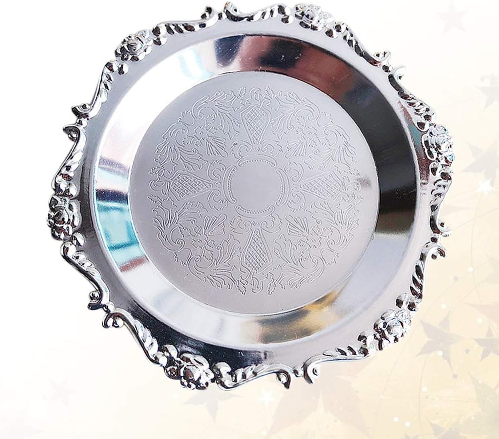 EXCEART Vintage Round Iron Trinket Tray
