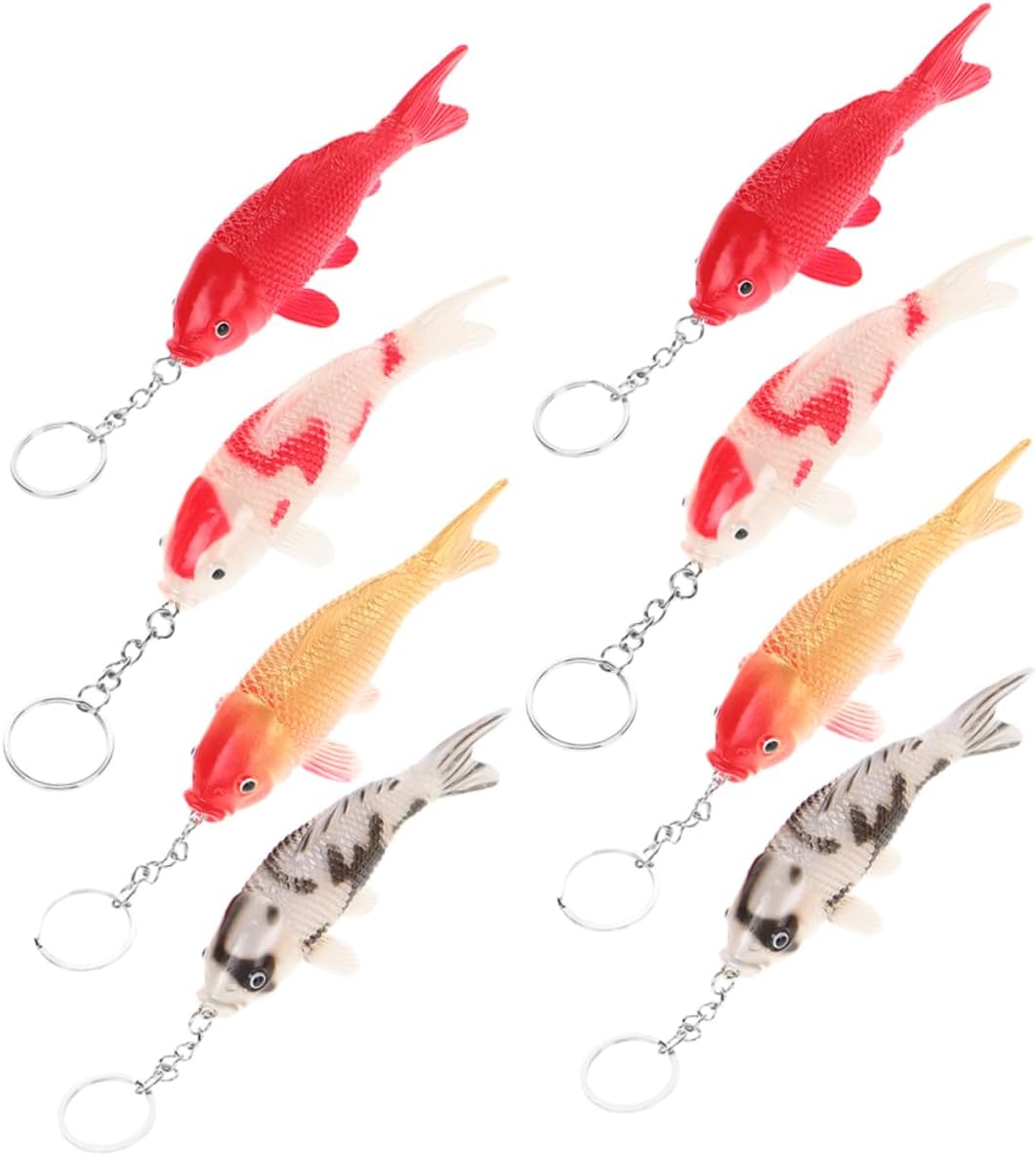 8pcs Koi Fish Keychain Cute Cartoon Animal Keyrings for Boys and Girls