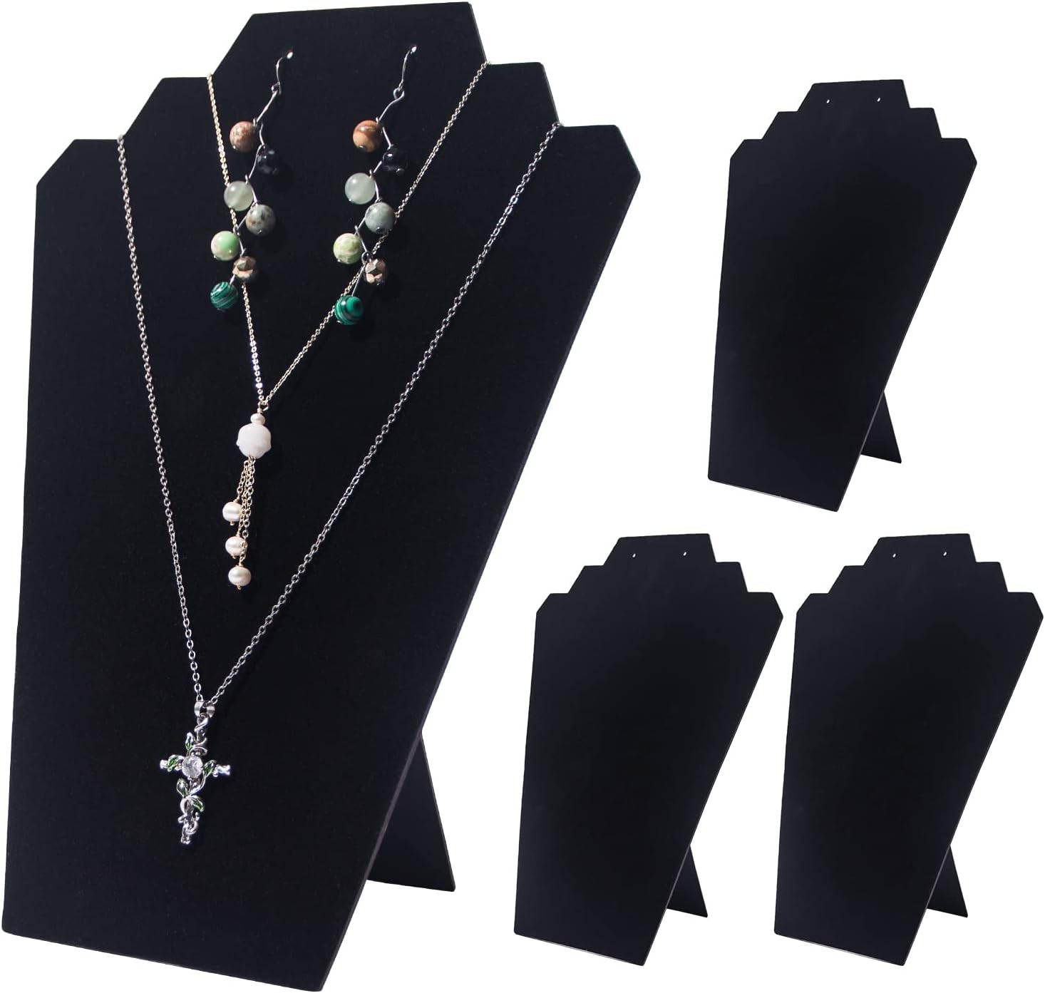 Coward 4Pcs Black Velvet Jewelry Display Stand