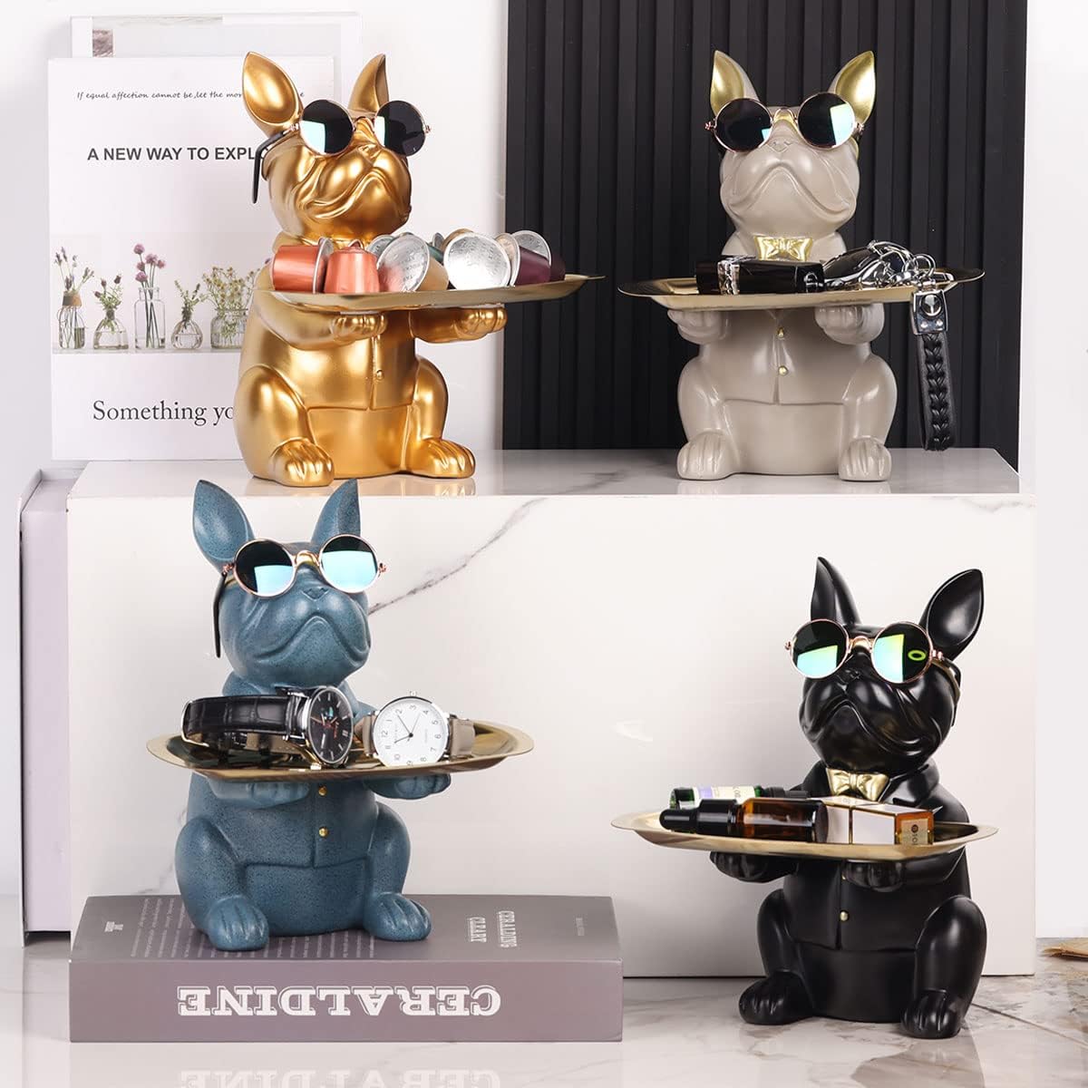 Qianling Resin Bulldog Key Holder Tray