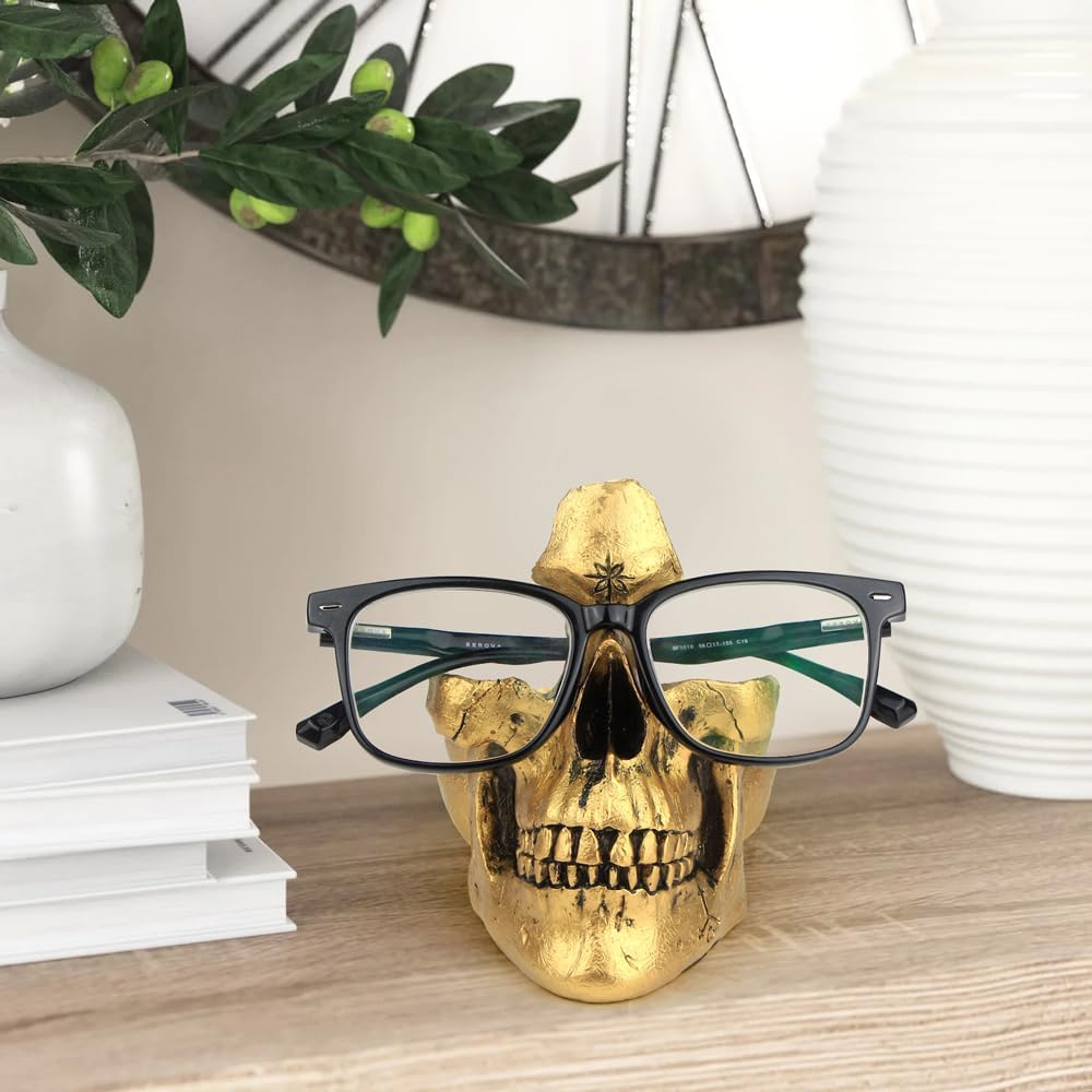 Mrlikale Skull Eyeglass Stand Holder Gold