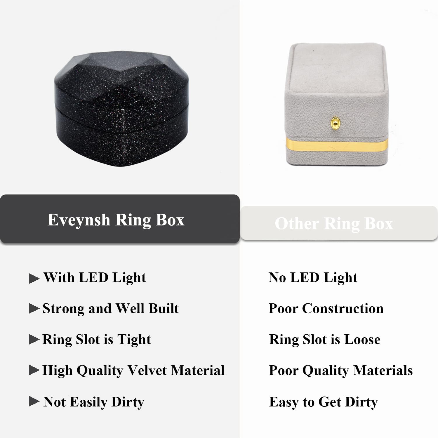Luxury LED Lighted Engagement Ring Box Heart Shaped Elegant Starry Sky Display Case