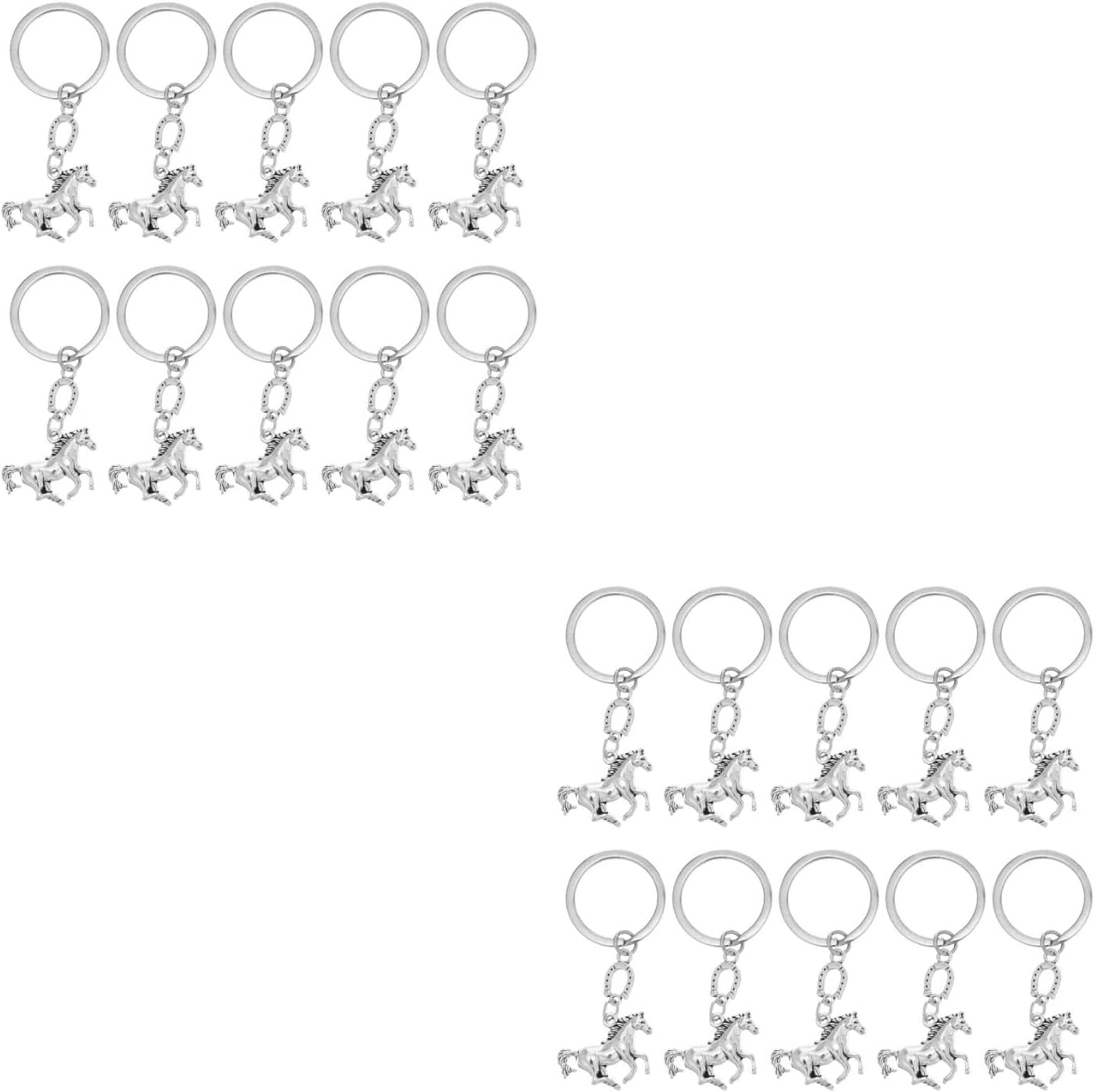 LOGOFUN 20pcs Horse Keychain with Horseshoe Design
