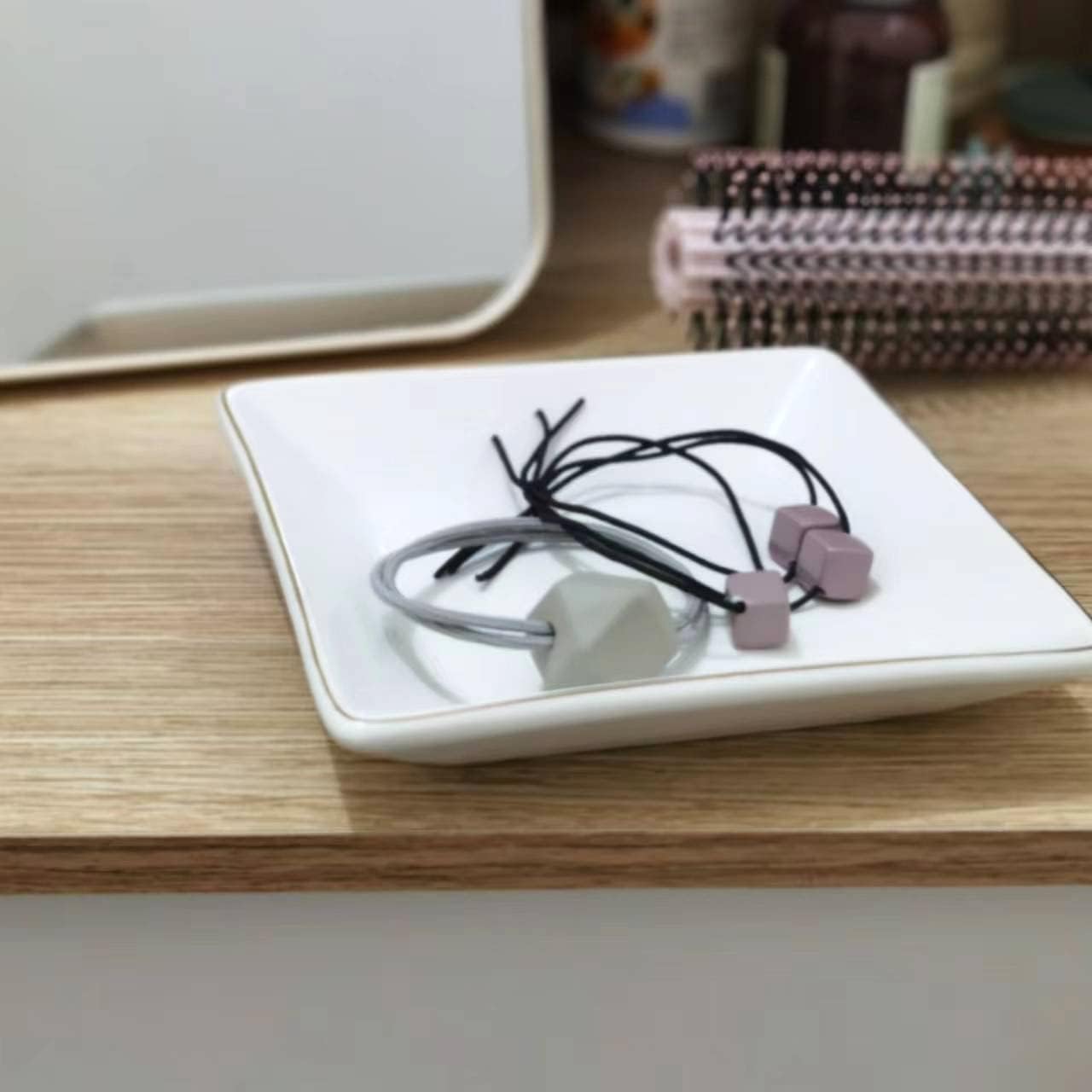 HANKOR Ceramic Jewelry Dish Tray 47 Inch White