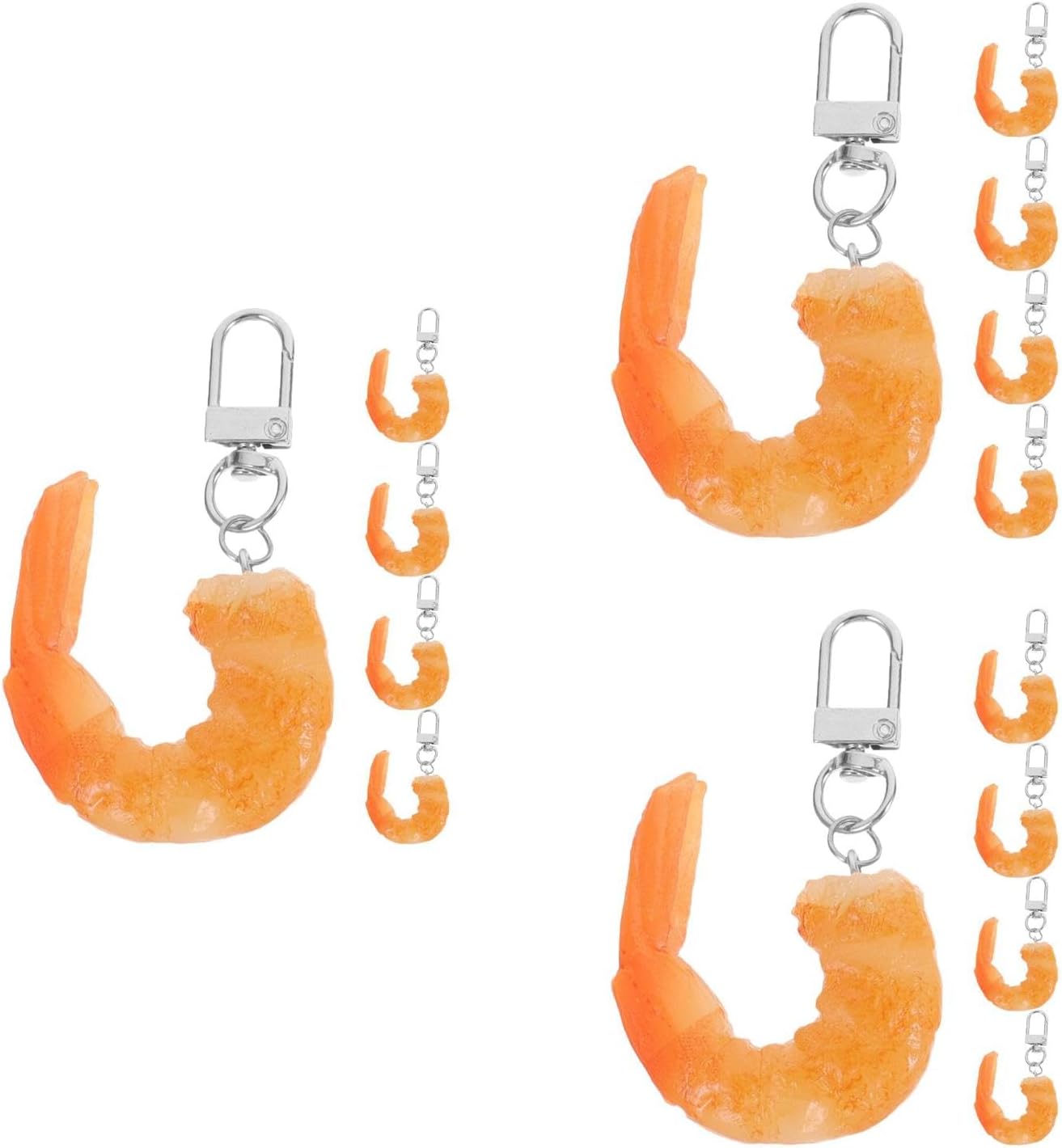 LOGOFUN 15 Pcs Fake Shrimp Keychains for Bags and Keys