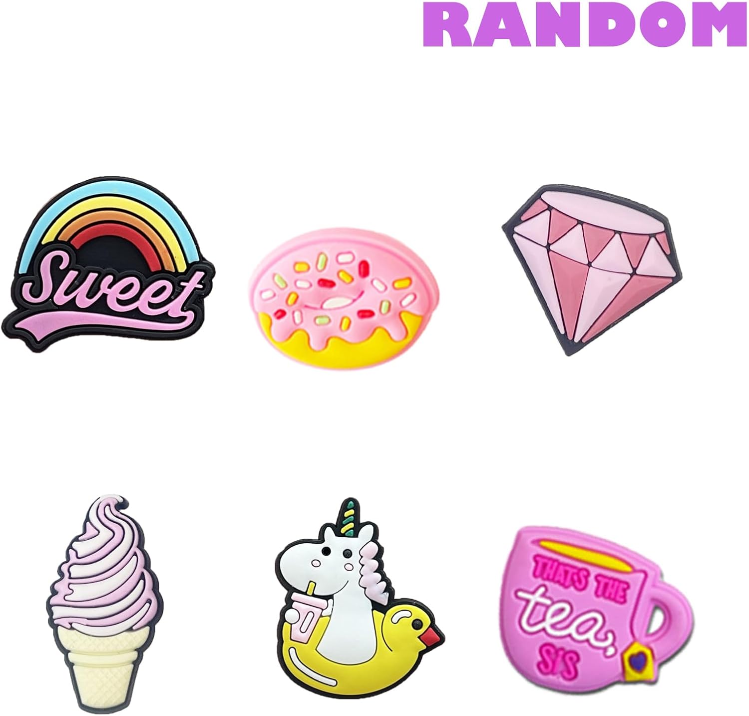 35 50 100 Pcs Random PVC Shoe Charms Decorations