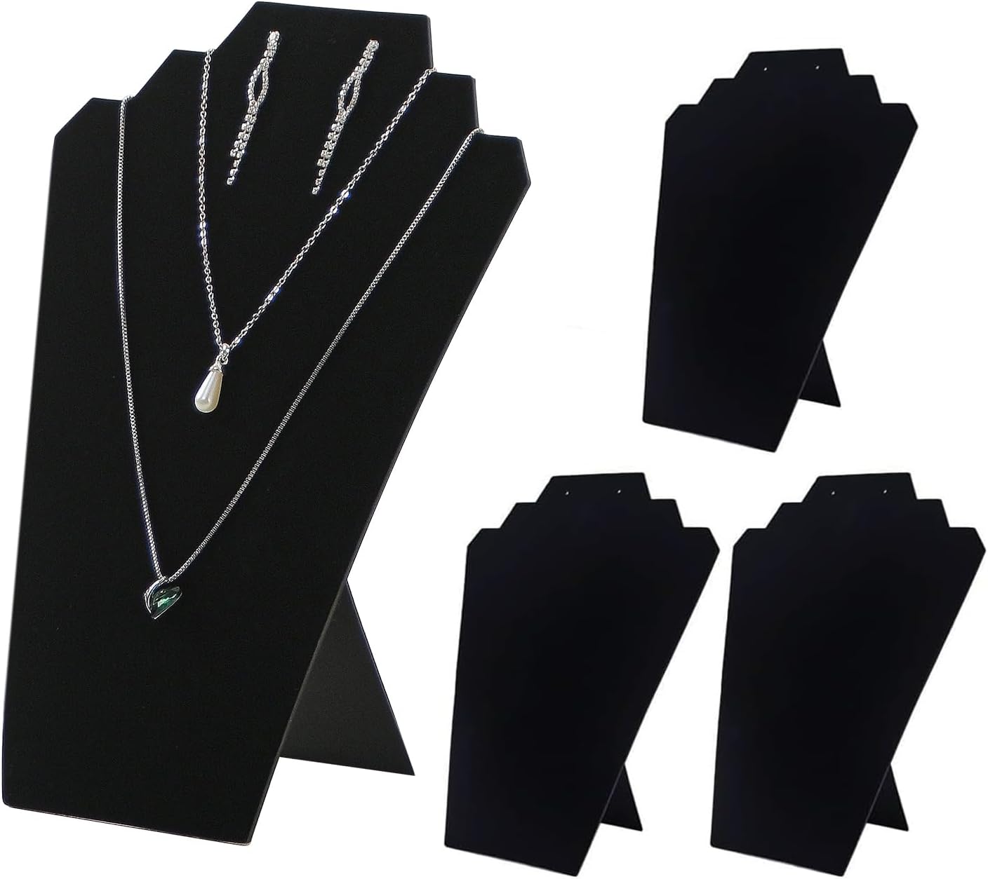 4pcs Set Velvet Black Foldable Necklace Display Stand
