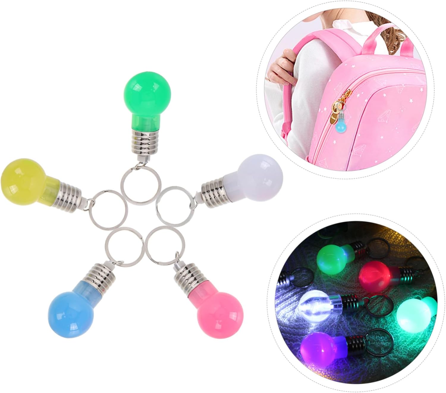 KESYOO 21Pcs Colorful Mini LED Bulb Keychains