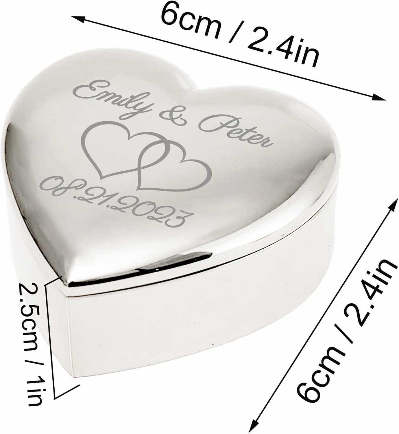 Personalized Heart Shaped Ring Box with Name and Date