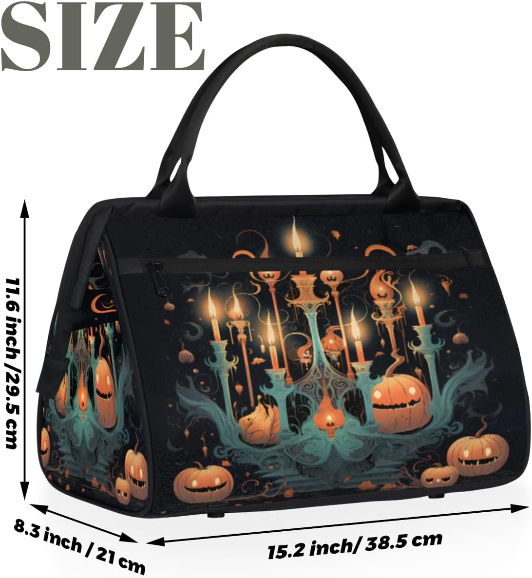Halloween Pumpkin Candle Gym Bag for Women Men