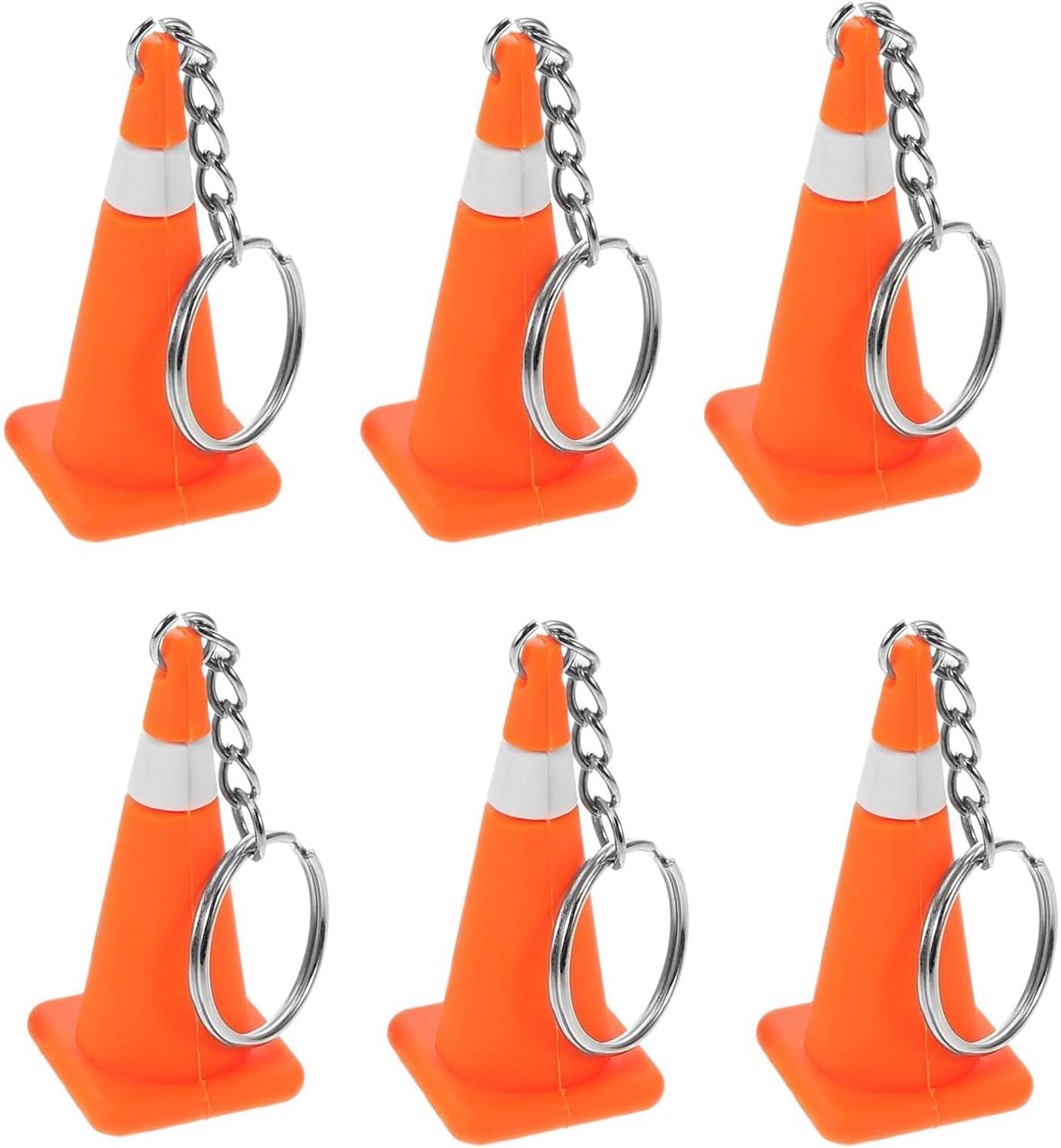 LOGOFUN 6pcs Mini Traffic Cone Keychains for Girls Schoolbag Accessories