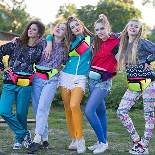 Tarpop 16 Pieces Neon Retro Fanny Pack Belt Bag
