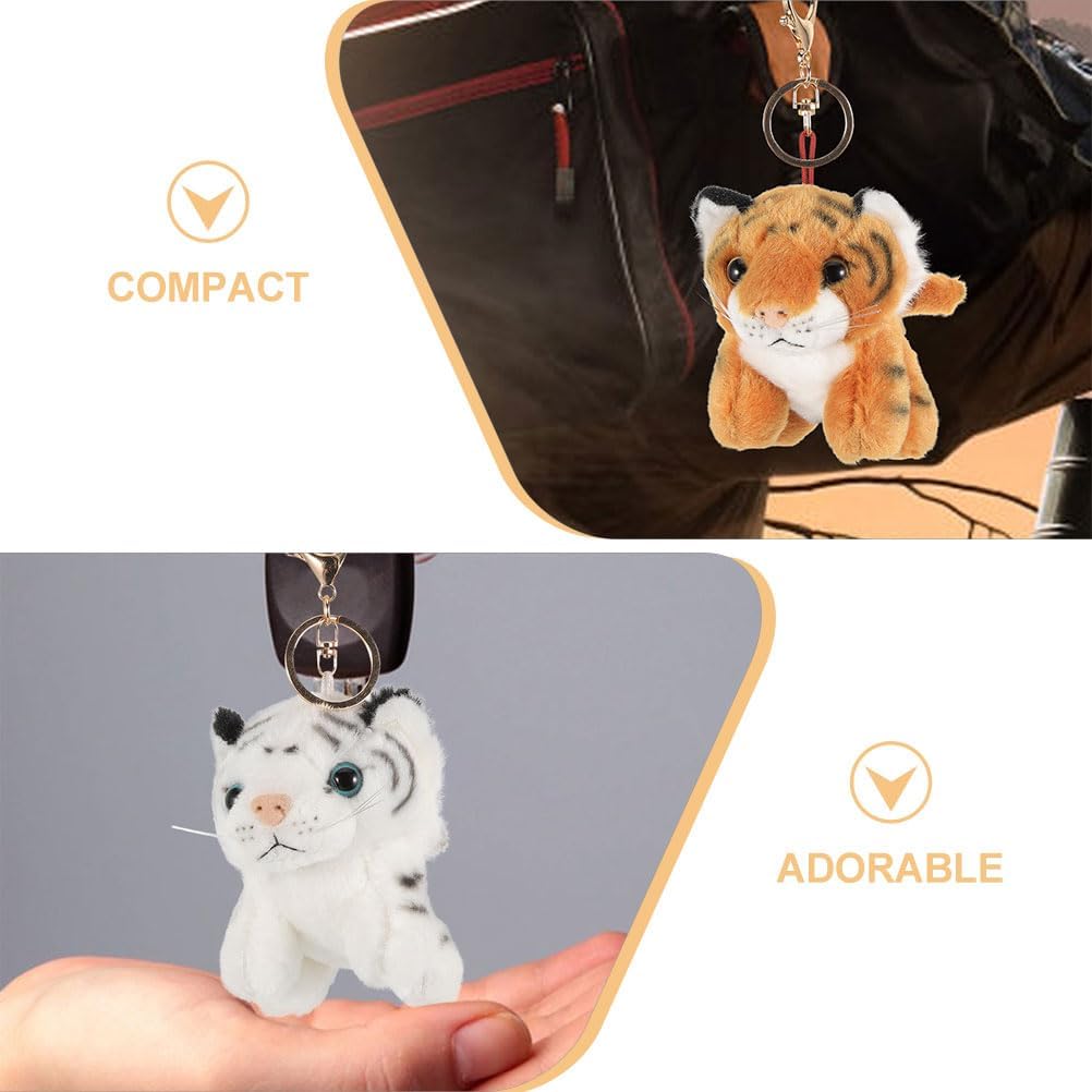 4pcs Plush Tiger Keychain Stuffed Animal Keyring Pendant for Backpacks Handbags Presents