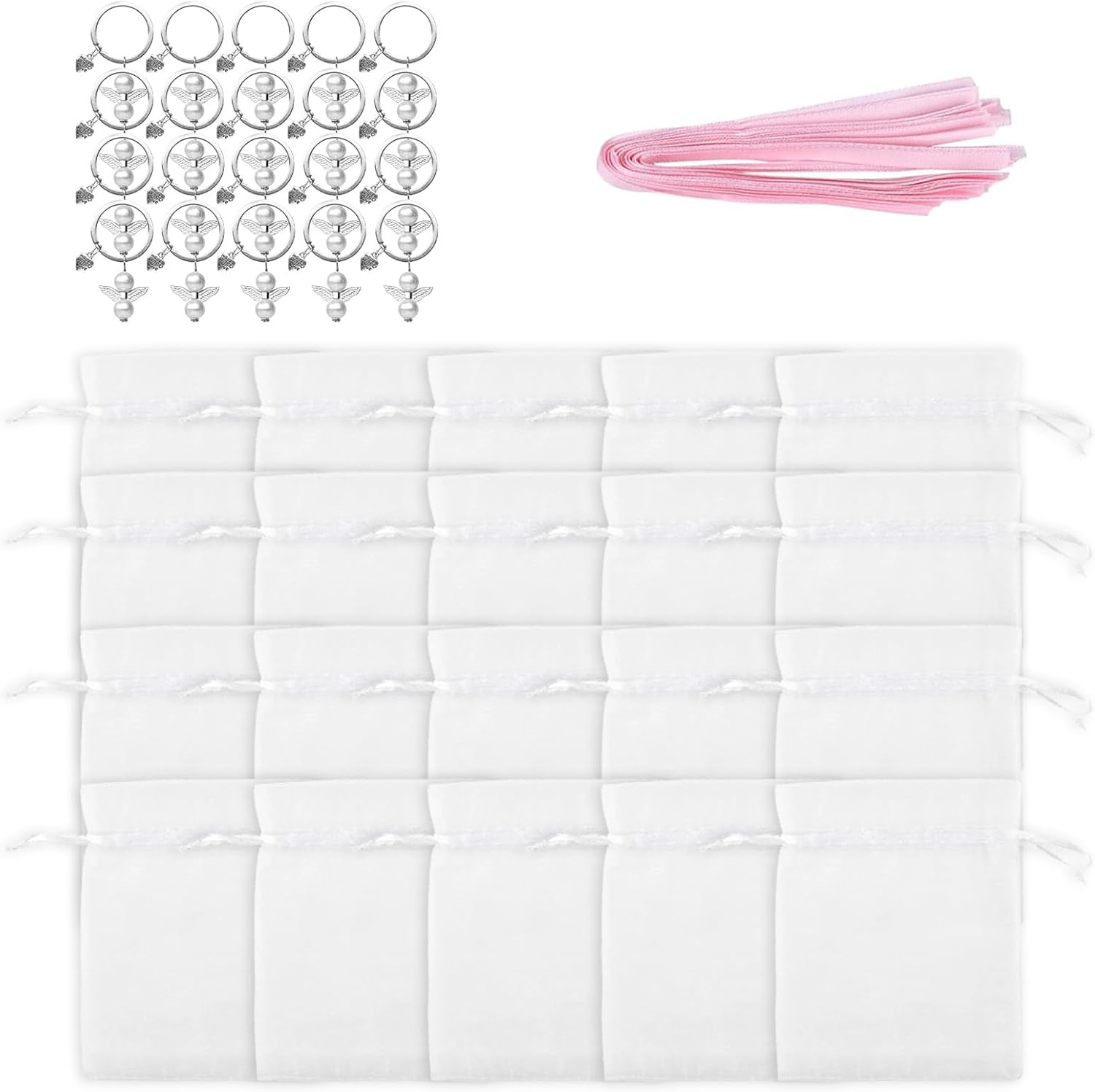 Pack Of 60 Stylish Angel Keychain Charms With Organized Pouches