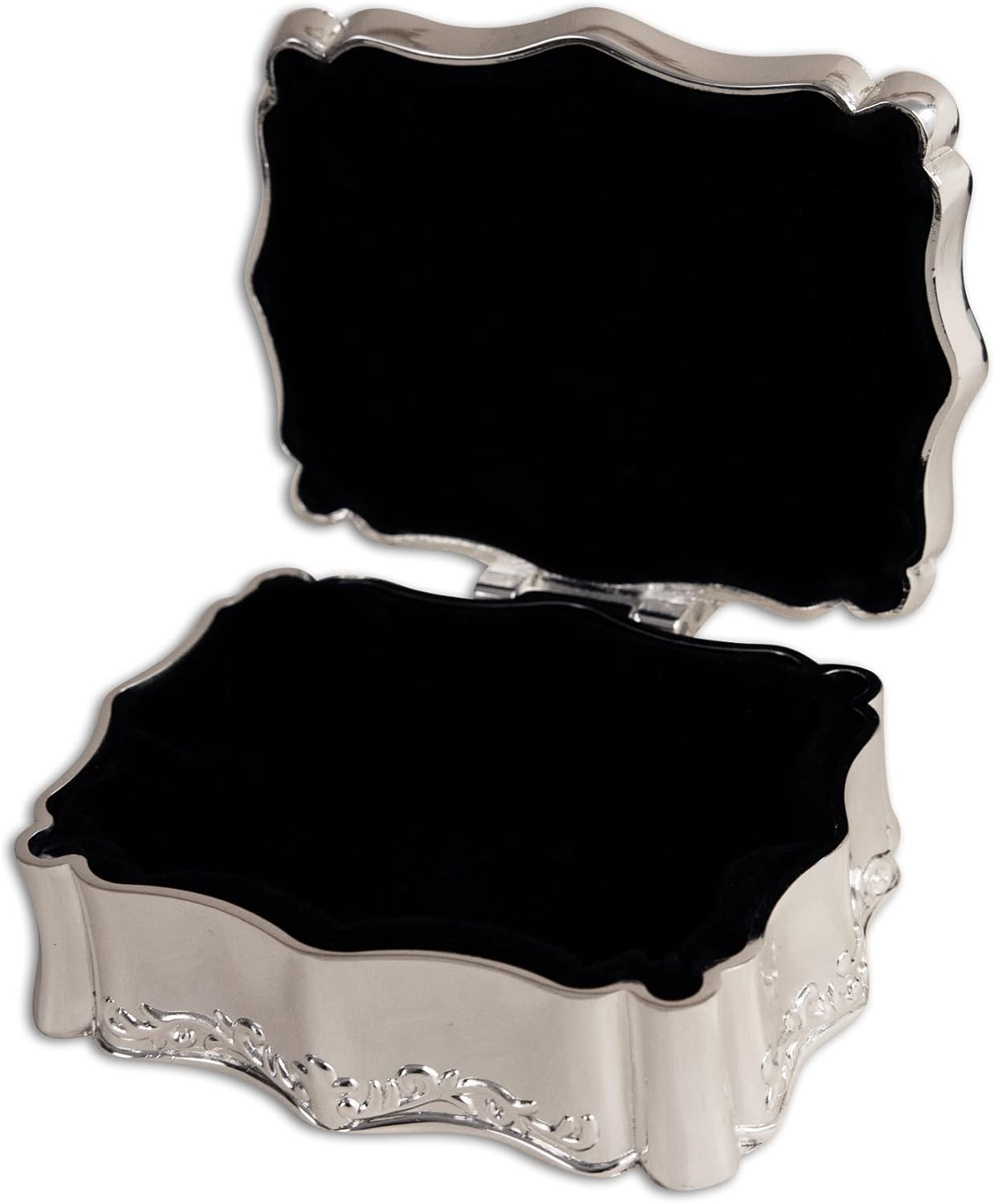 Cherished Moments Personalized Jewelry Box with Engraved Name or Initials Silver Toned