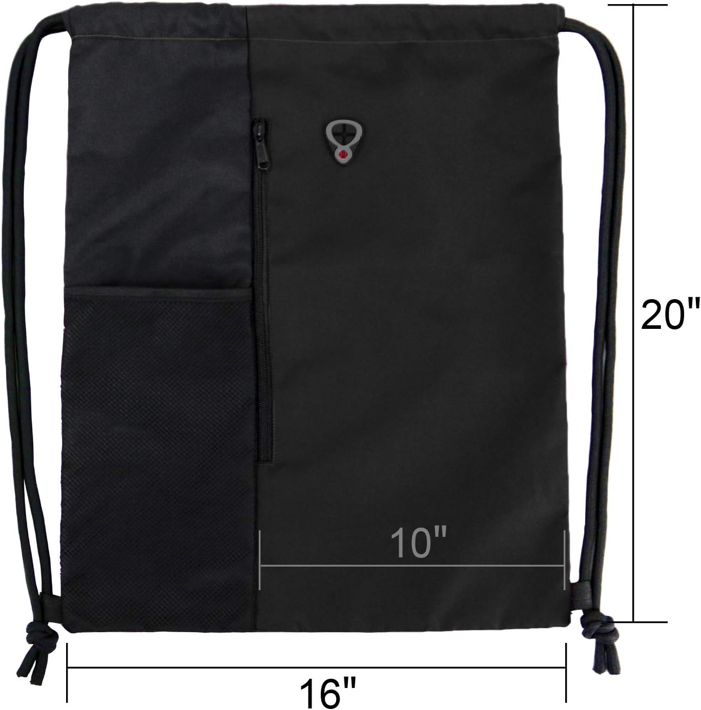 BeeGreen Drawstring Backpack Gym Bag with Shoe Compartment and Two Water Bottle Holders