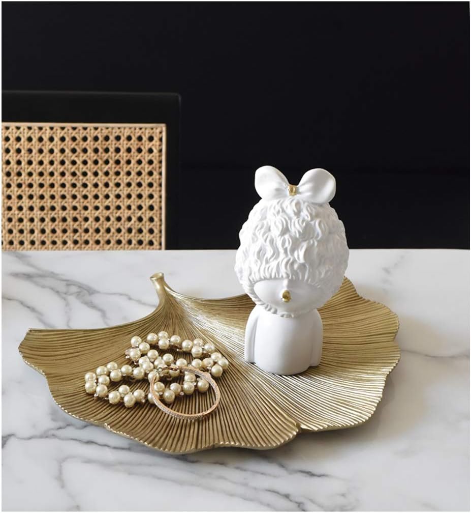 Gold Leaf Key Tray Resin Storage Decor