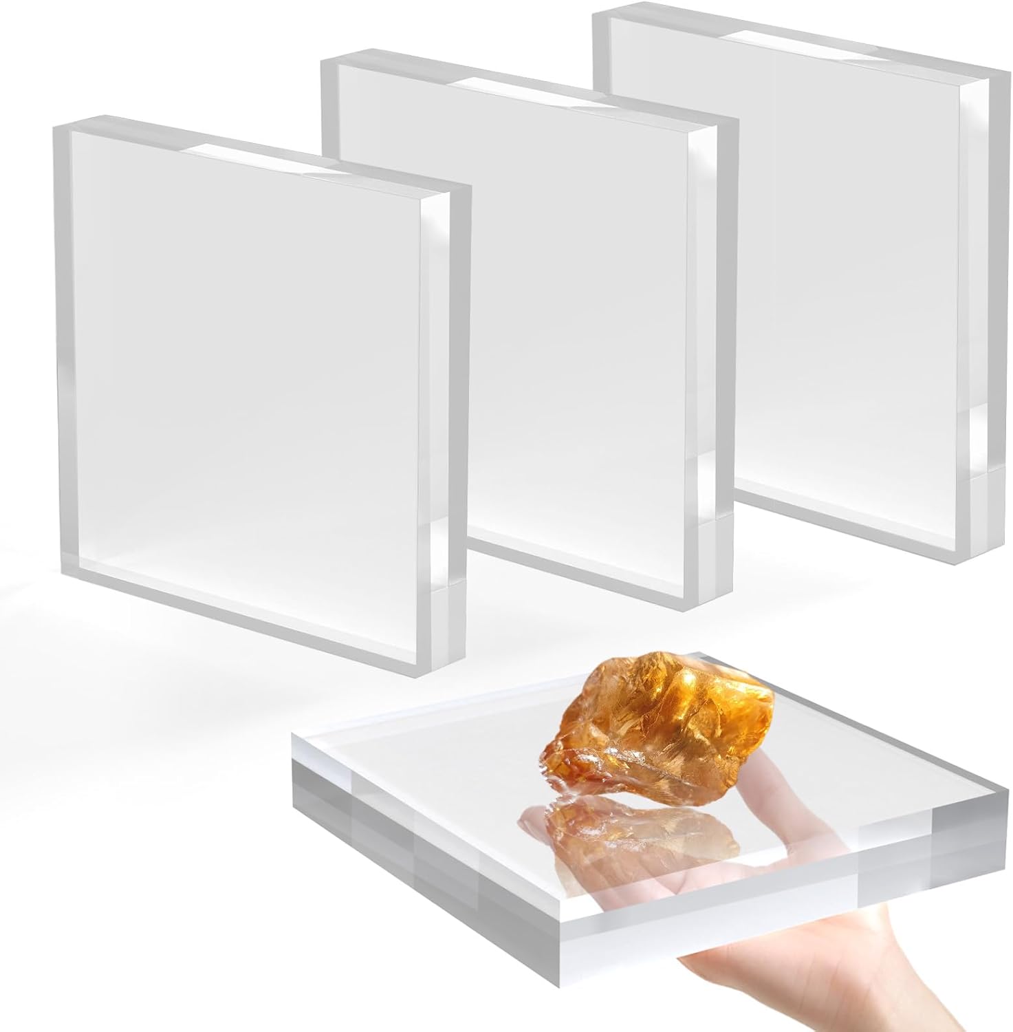 SAMYUCHO Acrylic Base Stand 4-Pack Display Blocks