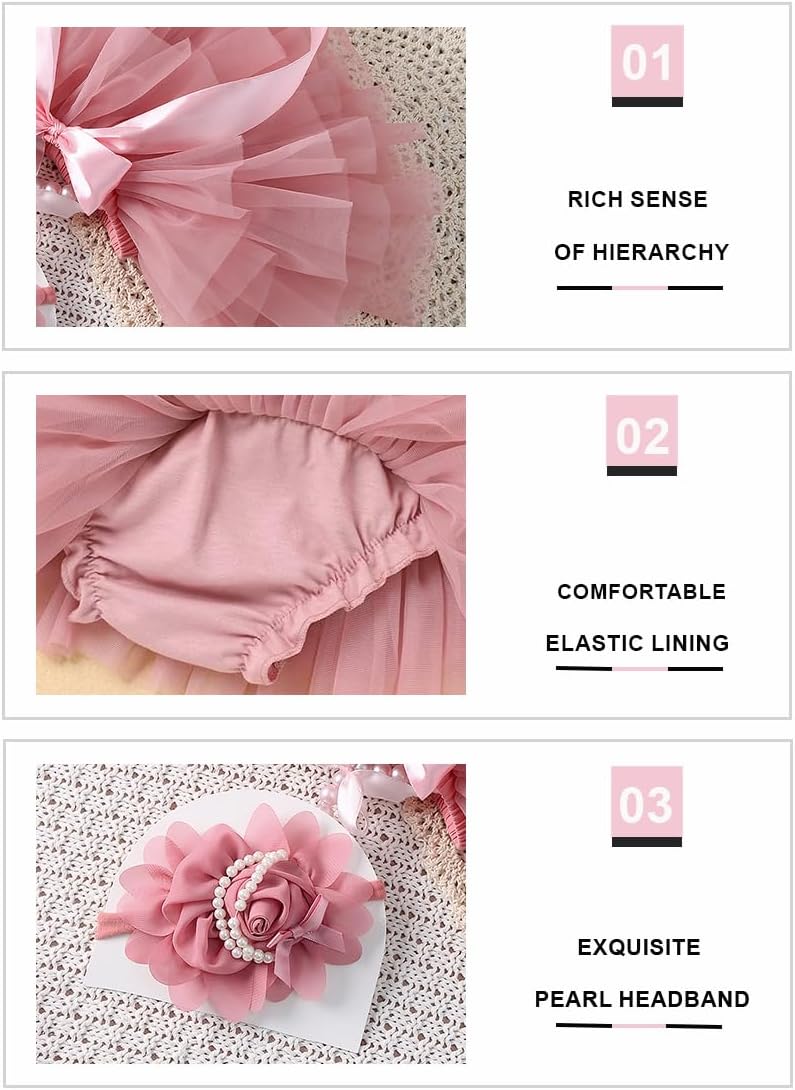 Baby Girl Tutu Skirt with Diaper Cover and Headband