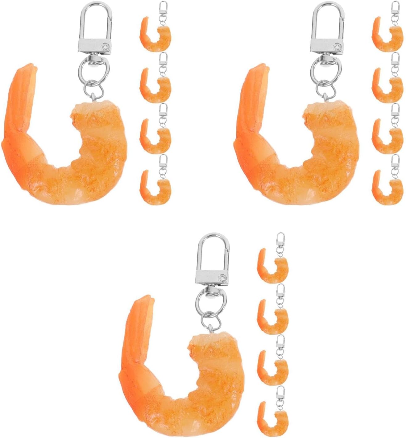 LOGOFUN 15 Pcs Fake Shrimp Keychains for Bags and Keys