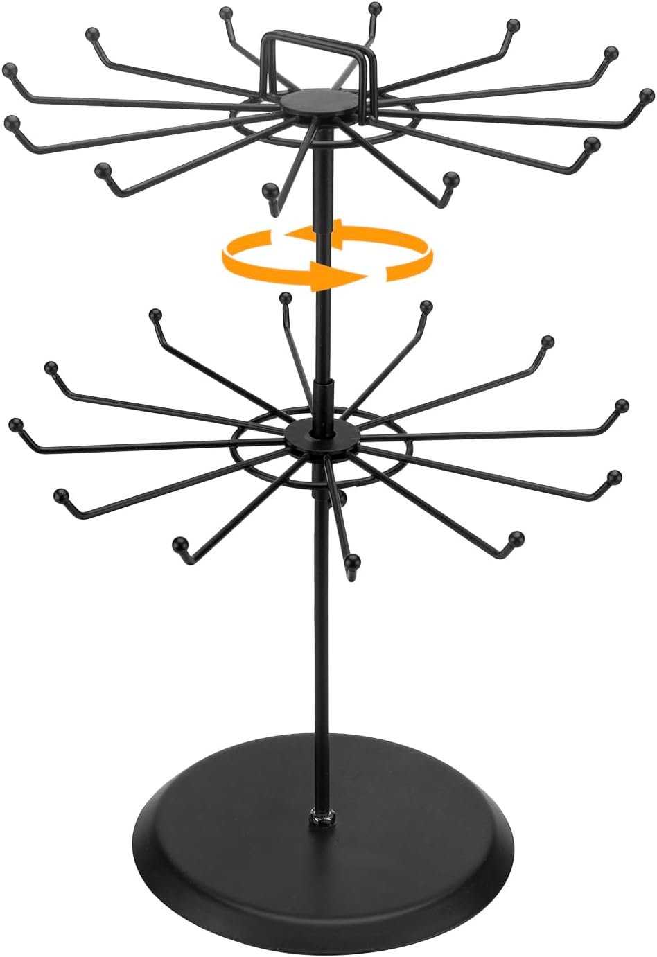 MyGift 2 Tier Rotating Jewelry Stand with 24 Hooks