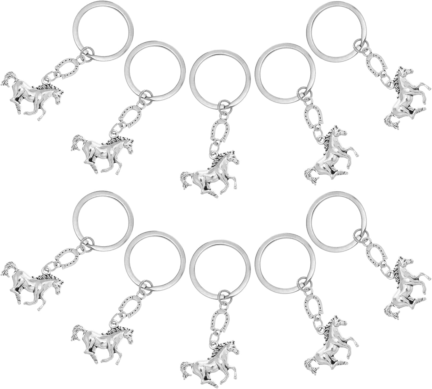 LOGOFUN 20pcs Horse Keychain with Horseshoe Design