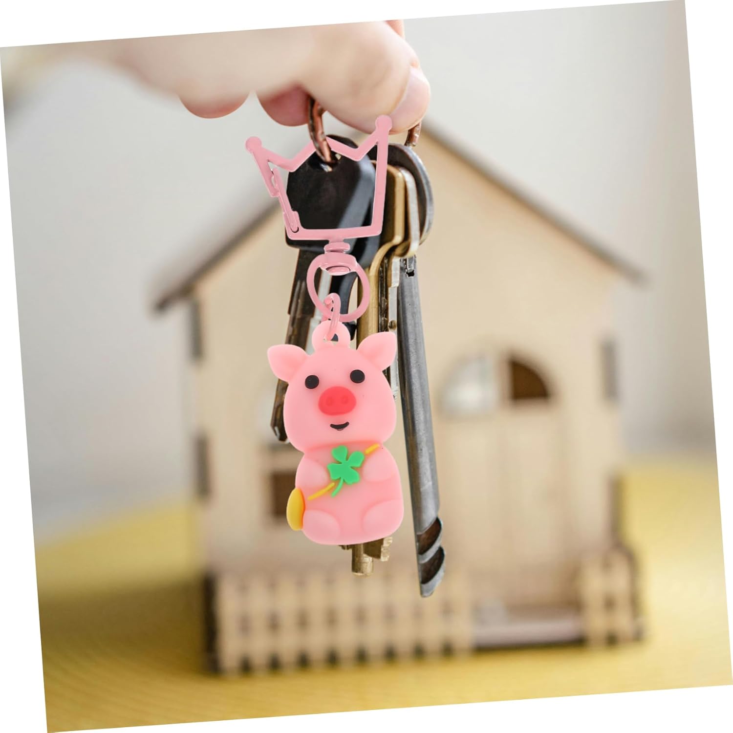 20pcs Cute Animal Keychains with Four Leaf Lucky Pendant
