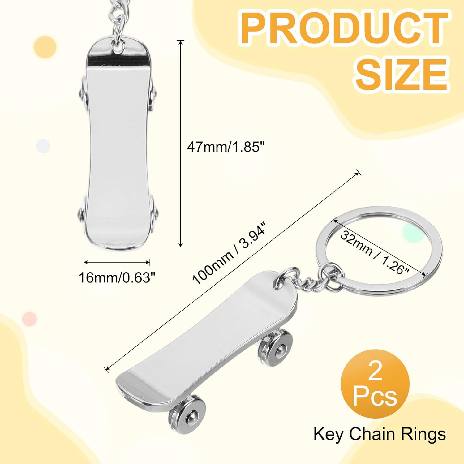 PATIKIL Mini Skateboard Keychain for Men