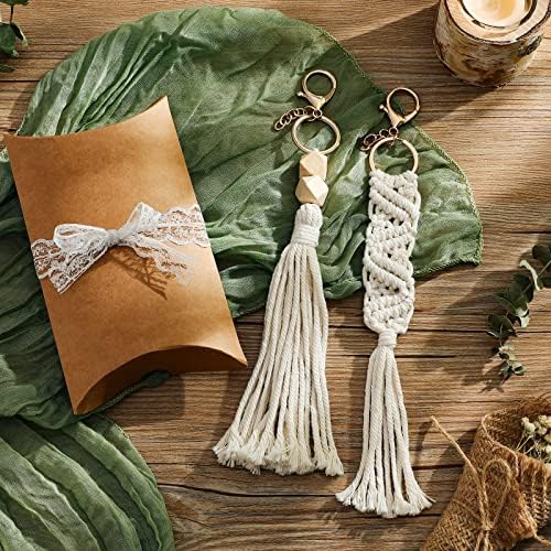 Nosiny 24 Piece Boho Macrame Keychain Set Beige